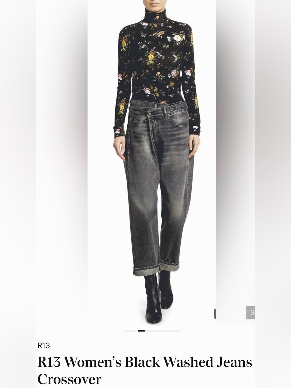 R13 Women’s Black Washed Jeans Crossover